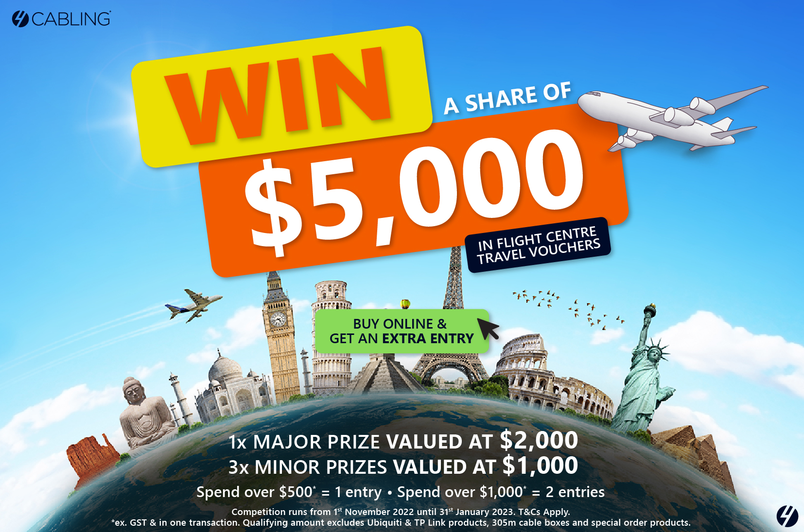 Spend $500 (ex GST) to WIN!