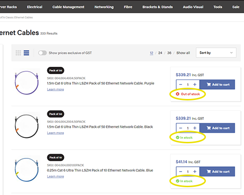 Stock status in List view