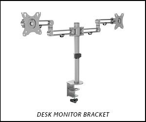 Desk monitor bracket with two arms